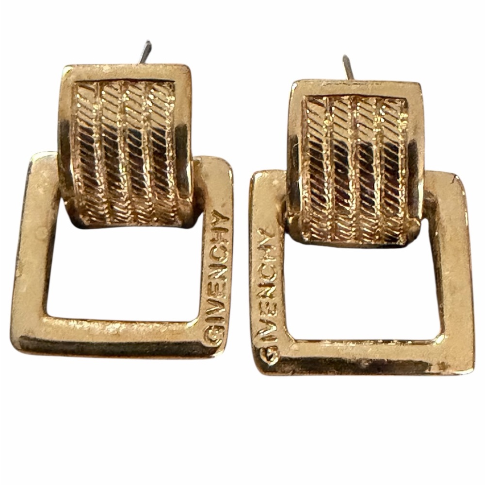 Givenchy Vintage Belt Buckle Post Back Gold Plated Earrings (For Pierced Ears) - Picture 5 of 9